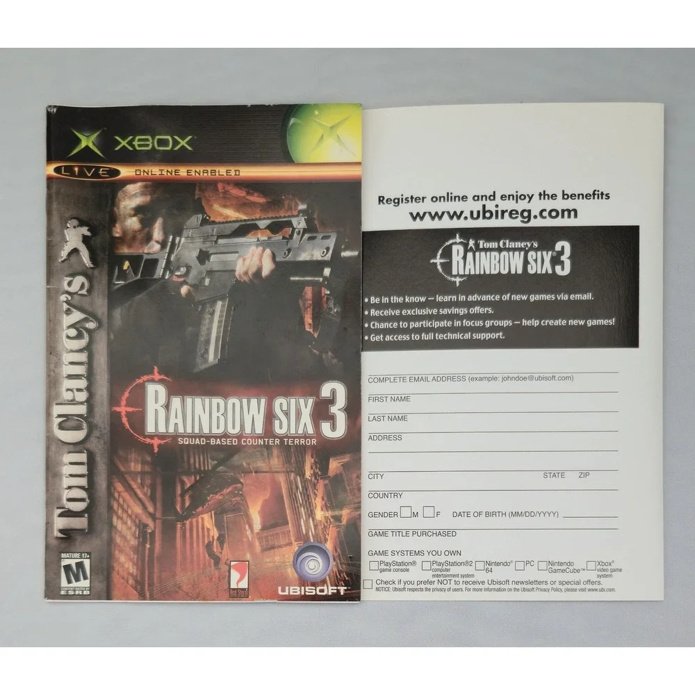 Tom Clancy's Rainbow Six 3 - Microsoft Xbox - Complete CIB‎ W/ Reg Card - Tested